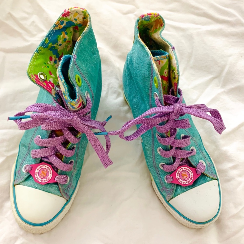 Daddy's Money blue hidden wedge girls sneakers